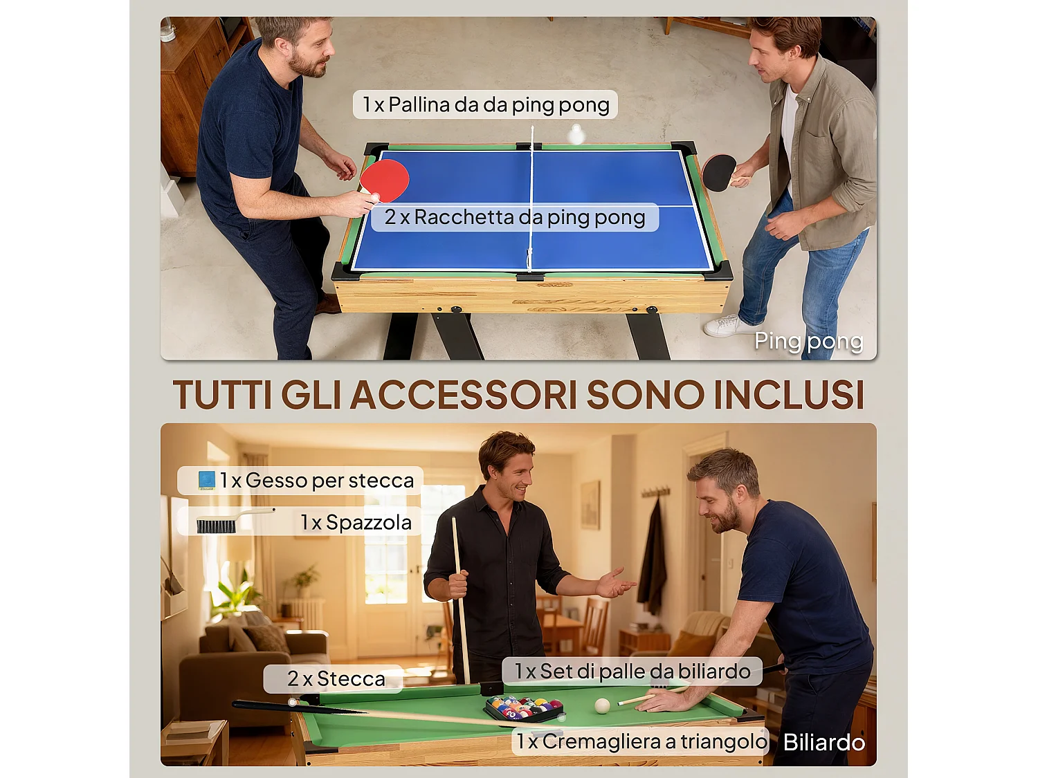 Tavolo multigioco 13 in 1 pieghevole per adulti e bambini da 6 anni