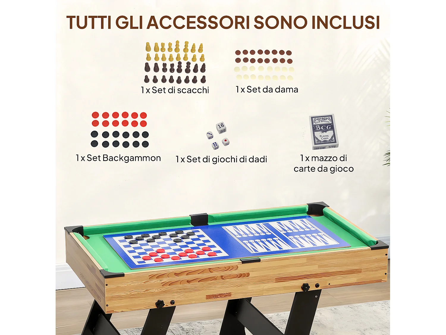 Tavolo multigioco 13 in 1 pieghevole per adulti e bambini da 6 anni