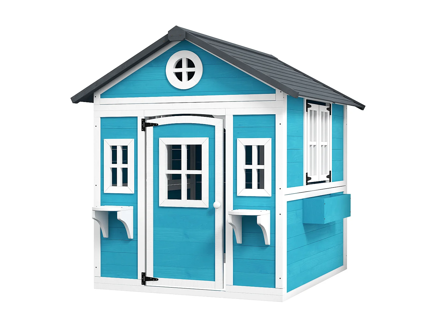 Casetta per bambini 3-8 anni con tetto inclinabile in legno blu