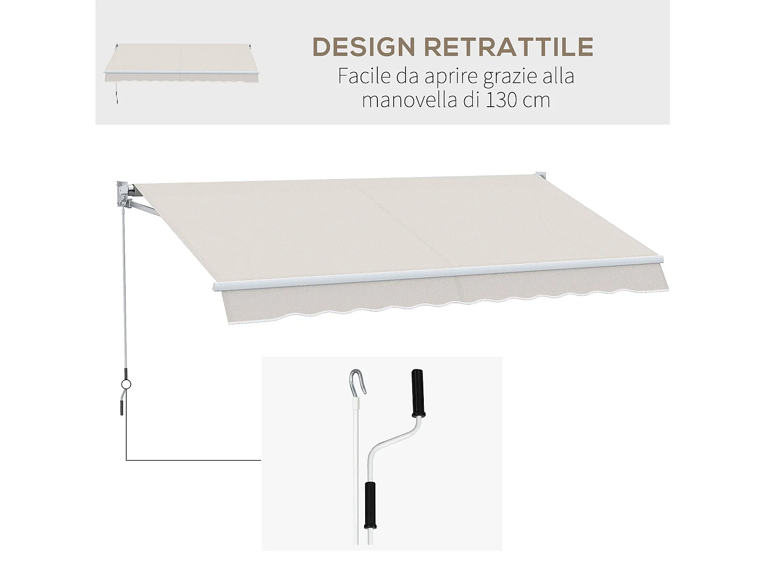 Tenda da sole a bracci regolabile 5°-35° bianca