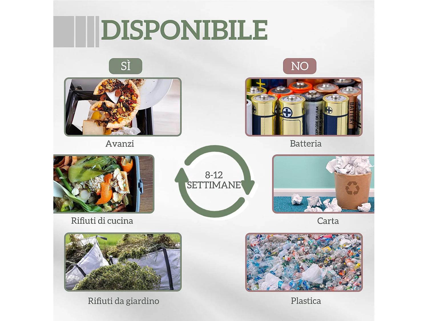 Compostiera da giardino girevole a 2 sezioni in acciaio e pp nero