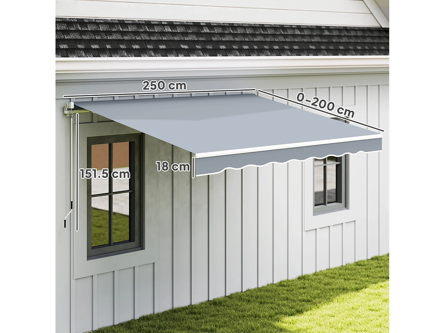 Tenda da sole da esterno avvolgibile 2.5x2m grigio e bianco