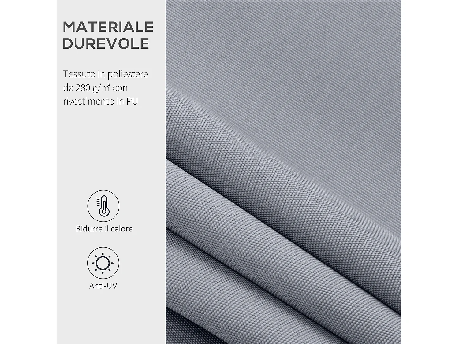 Tenda da sole da esterno avvolgibile 2.5x2m grigio e bianco