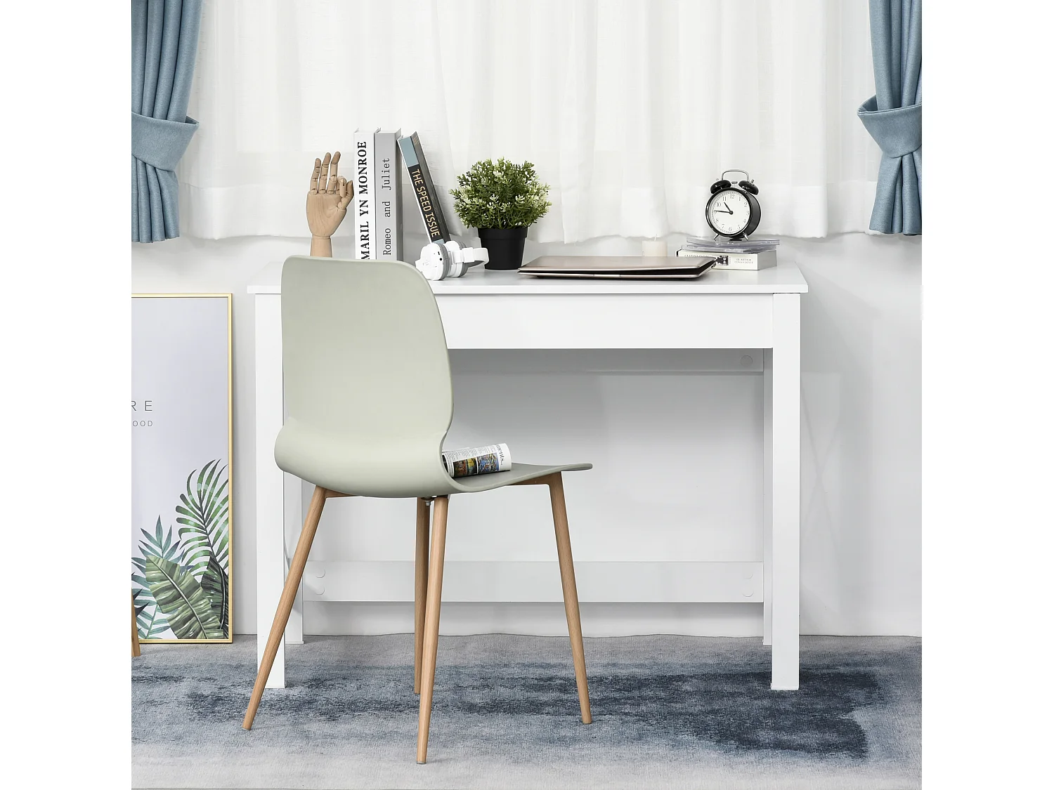 Scrivania porta pc moderna e minimal in mdf e acciaio bianco