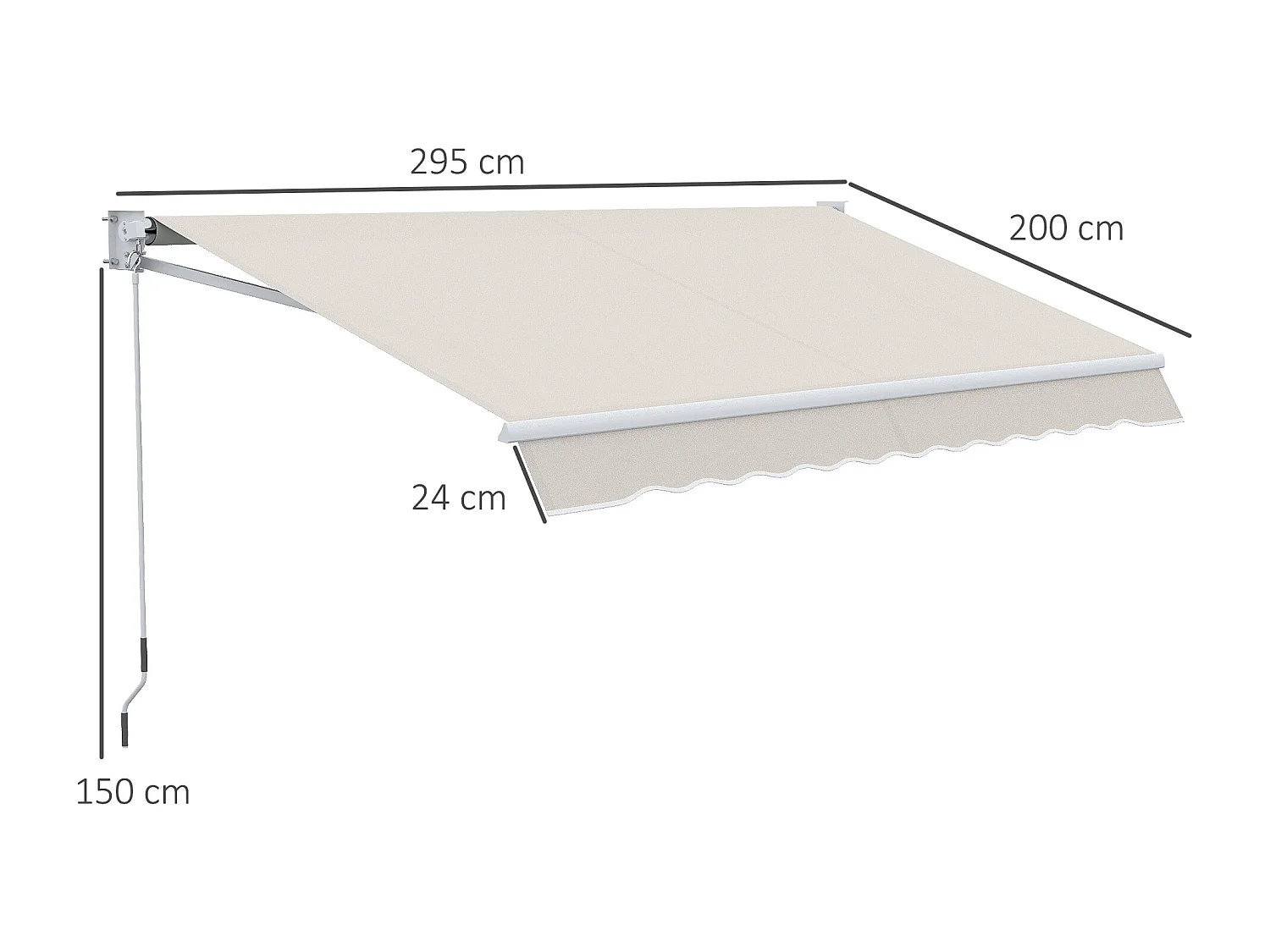 Tenda da sole 3x2 m regolabile in alluminio e poliestere