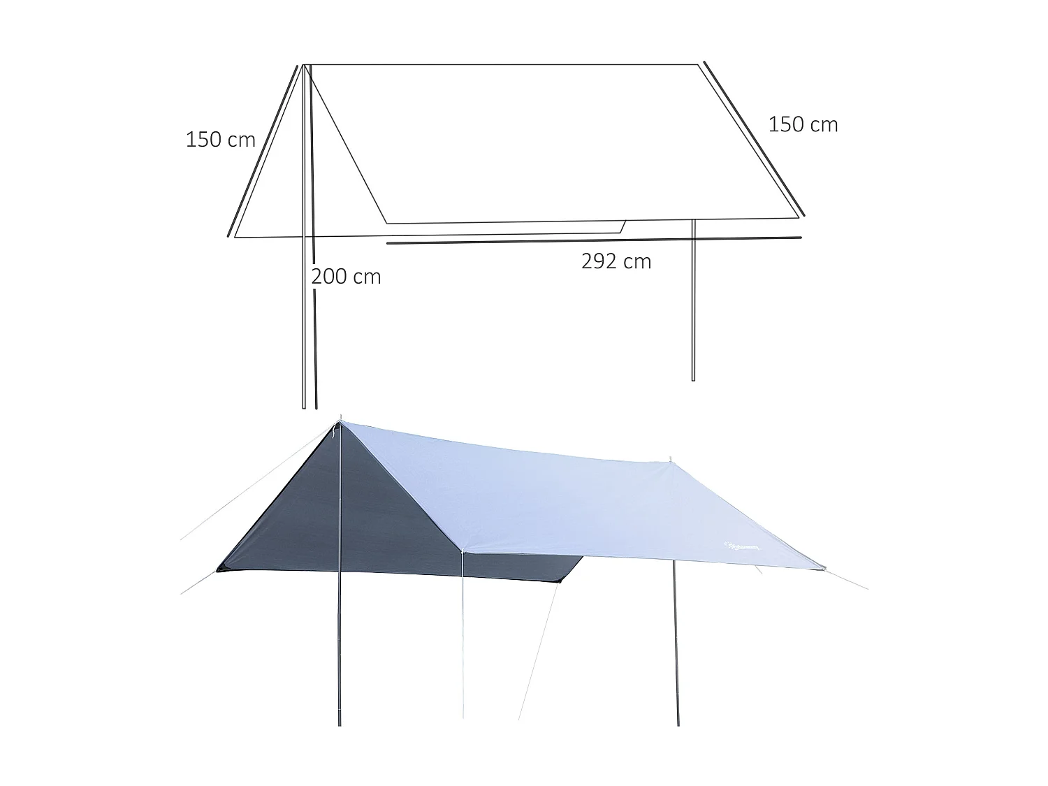 Tenda da sole portatile 3x3m tendalino impermeabile con borsa bianco