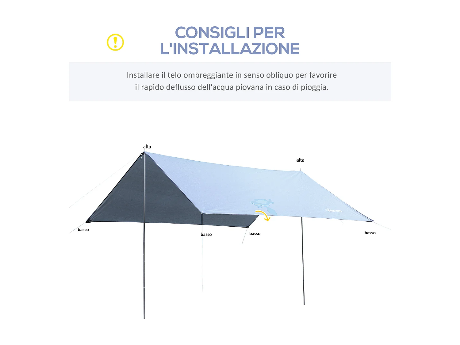 Tenda da sole portatile 3x3m tendalino impermeabile con borsa bianco