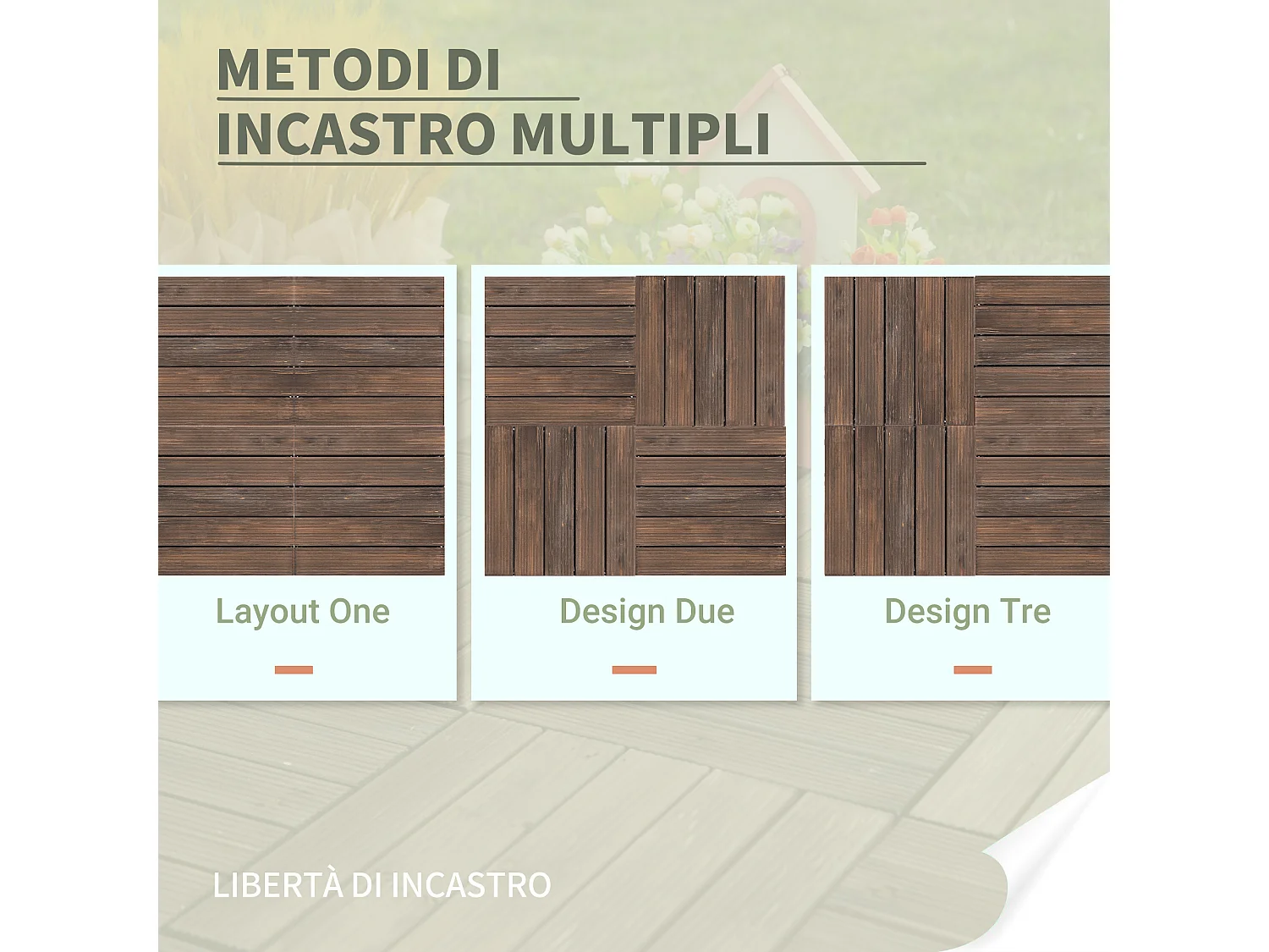 Piastrelle per esterni montaggio a incastro in legno 27 pezzi