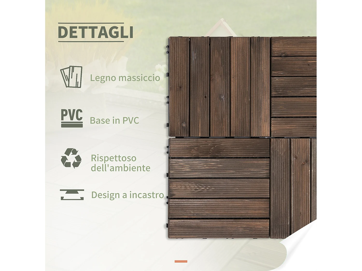 Piastrelle per esterni montaggio a incastro in legno 27 pezzi