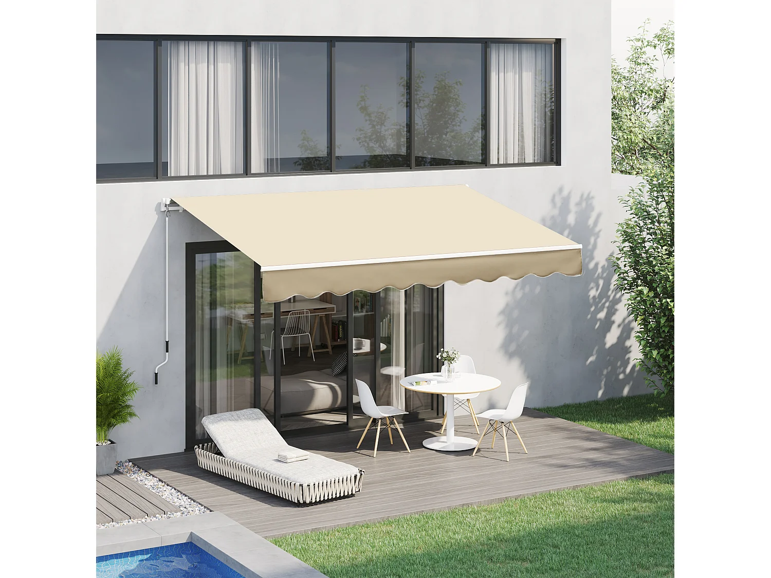 Tenda da sole avvolgibile a caduta manuale 3x2.5m beige