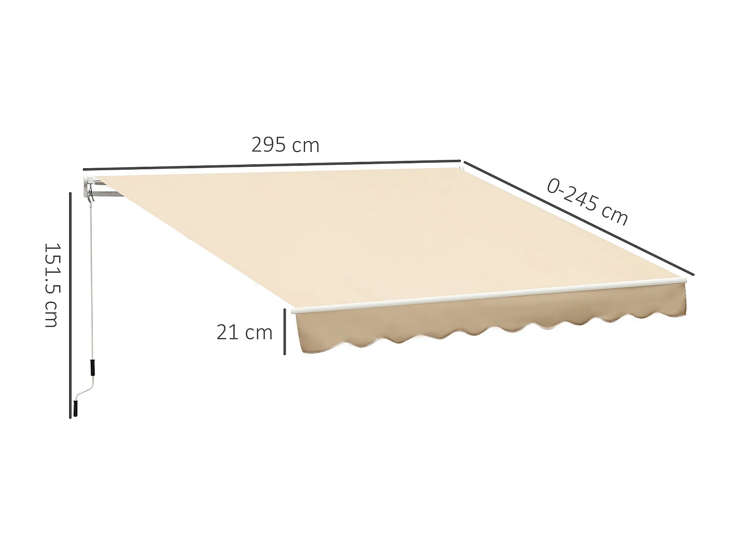 Tenda da sole avvolgibile a caduta manuale 3x2.5m beige