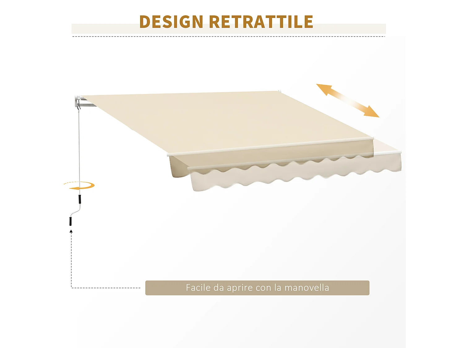 Tenda da sole avvolgibile a caduta manuale 3x2.5m beige