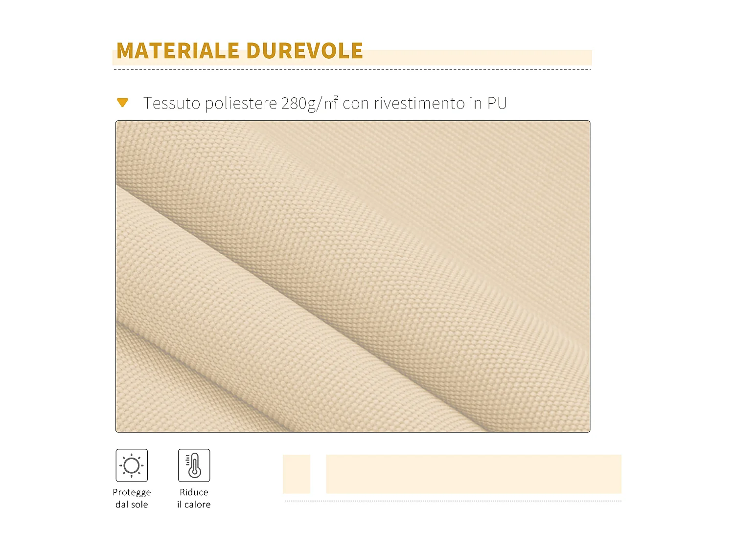 Tenda da sole avvolgibile a caduta manuale 3x2.5m beige