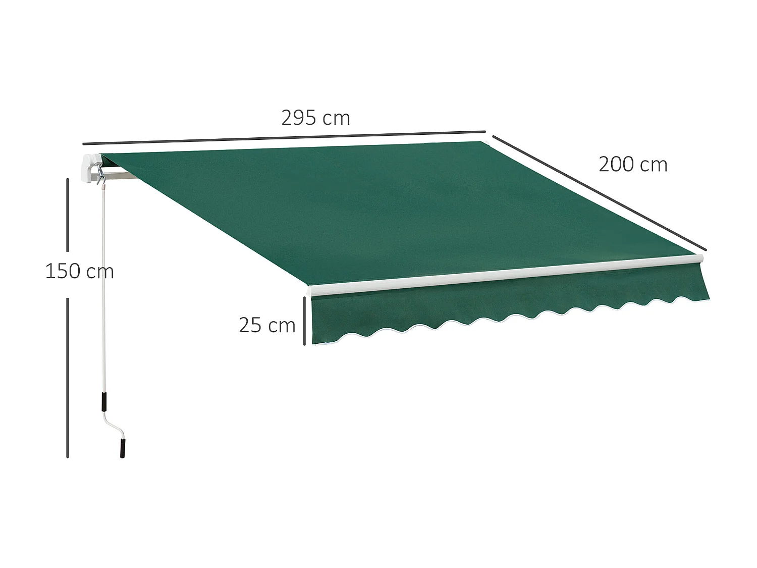 Tenda da sole a manovella 3x2 m ad angolazione regolabile verde