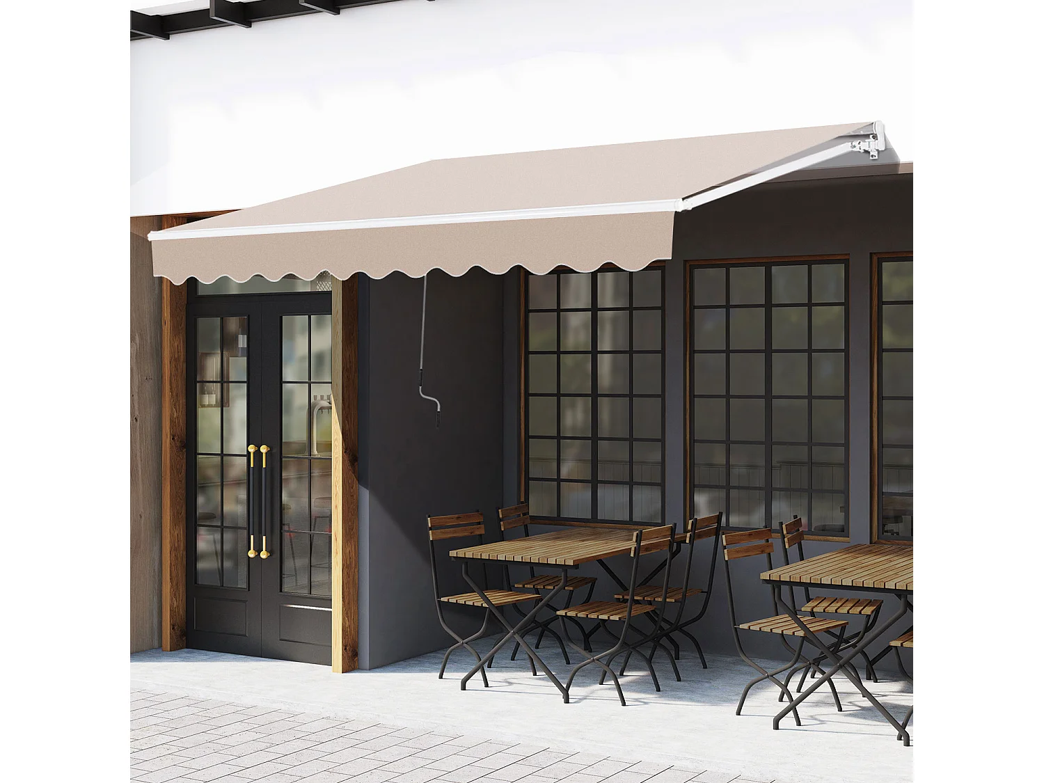 Tenda da sole avvolgibile con manovella 295x200cm beige