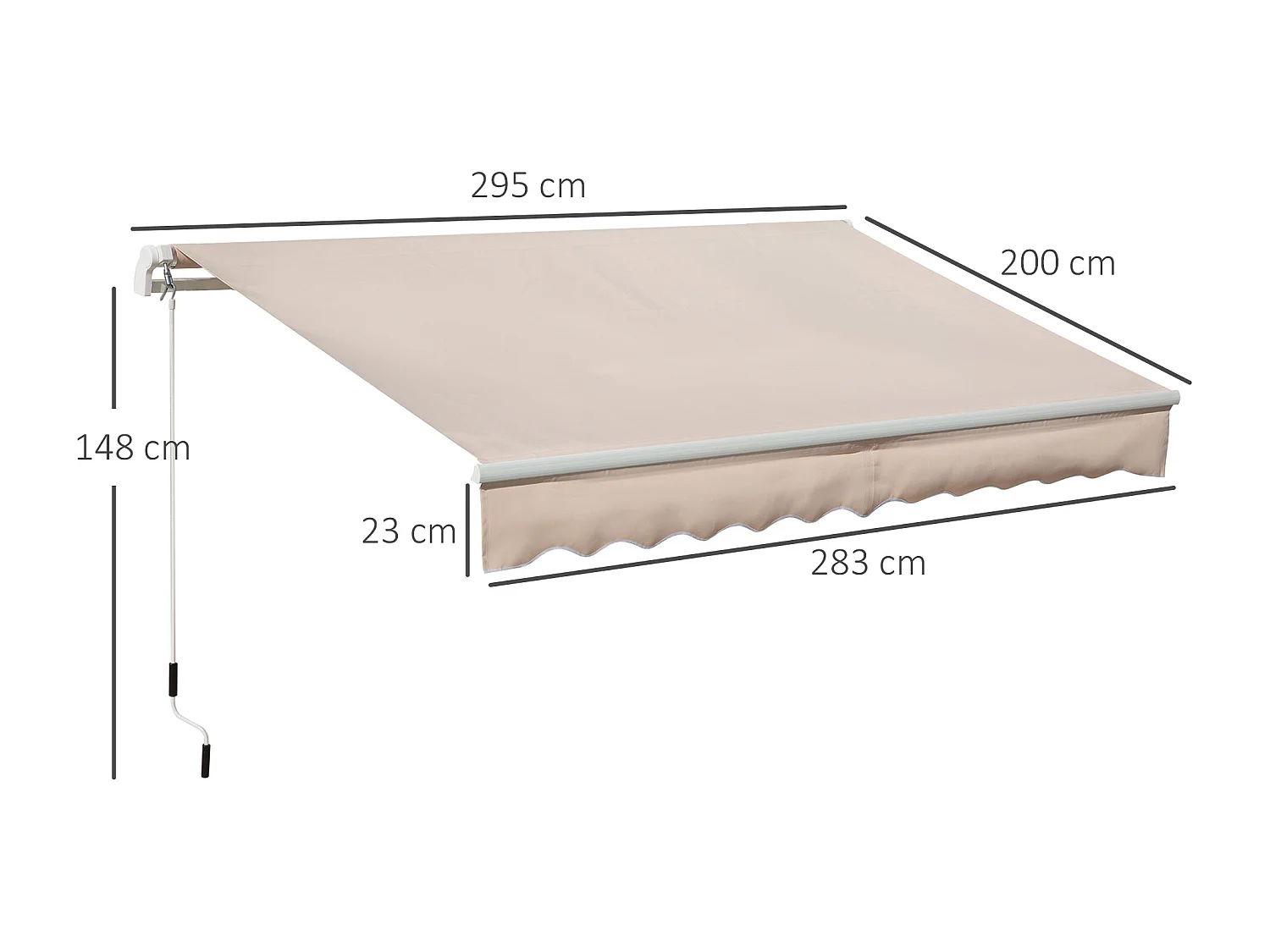 Tenda da sole avvolgibile con manovella 295x200cm beige