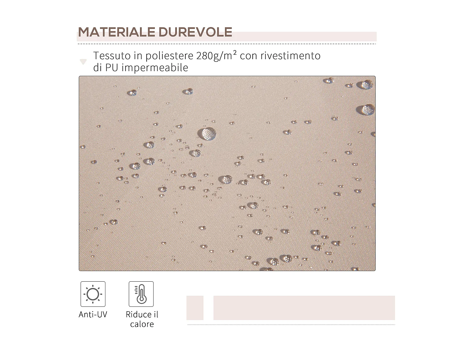 Tenda da sole avvolgibile con manovella 295x200cm beige