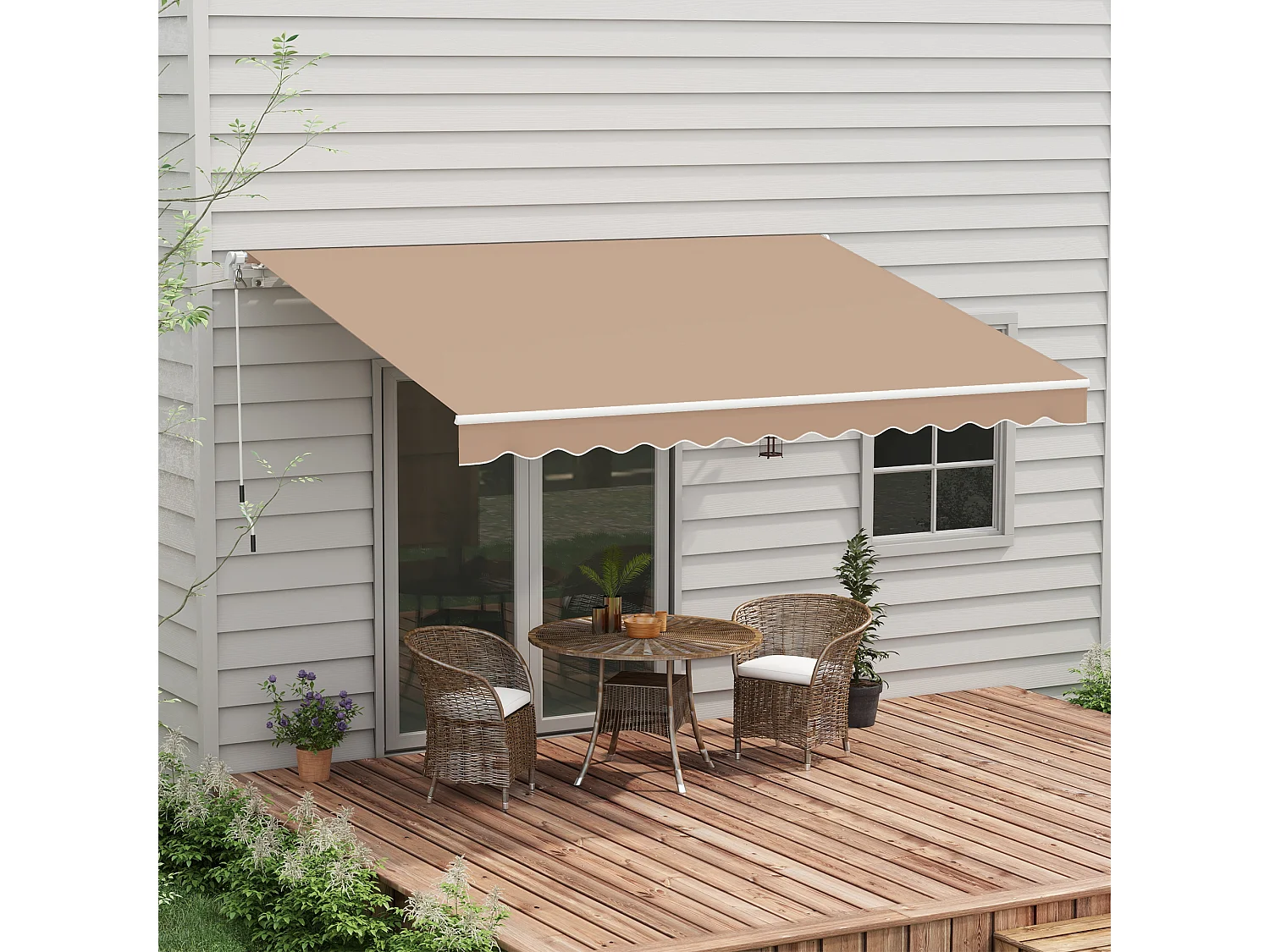 Tenda da sole avvolgibile con manovella 350x250 cm marrone