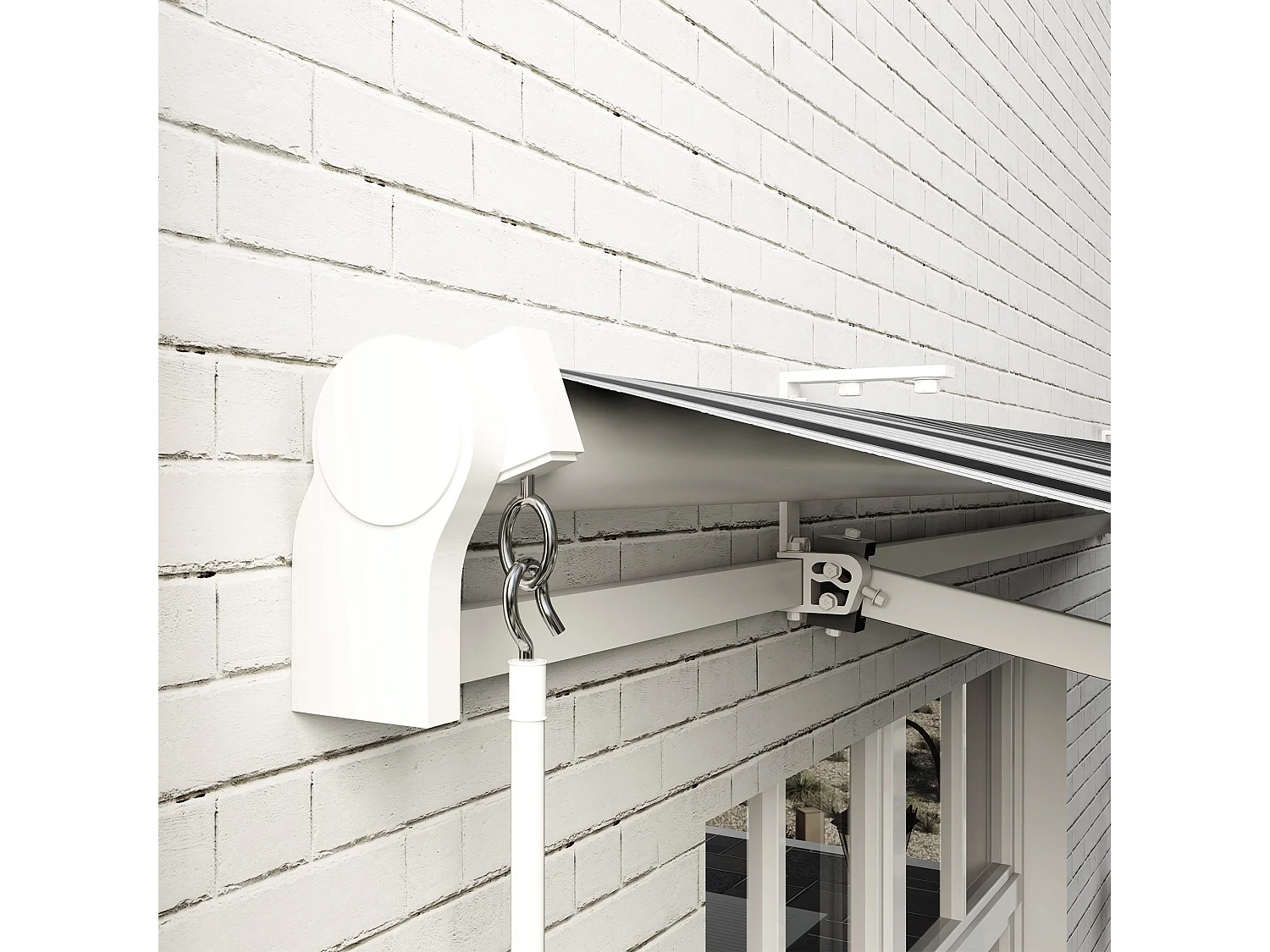 Tenda parasole estensibile per esterno con manovella blu e bianca