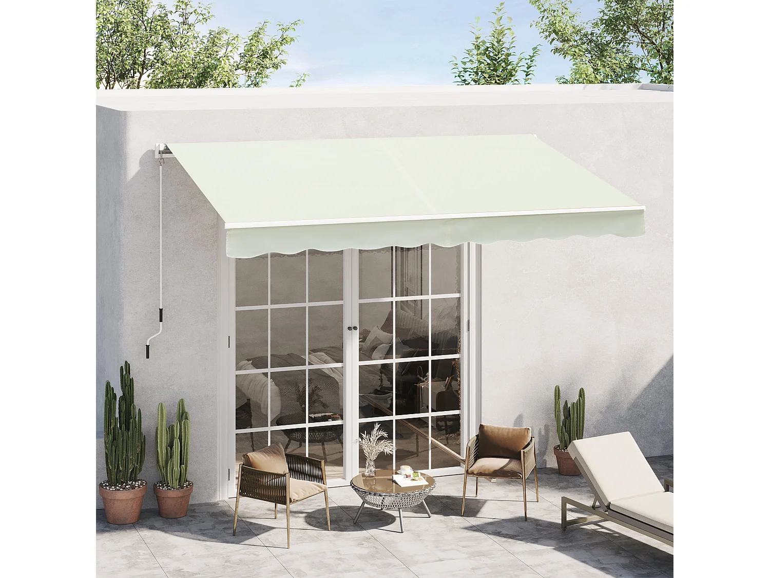 Tenda da sole avvolgibile a caduta manuale 3x2.5m bianco