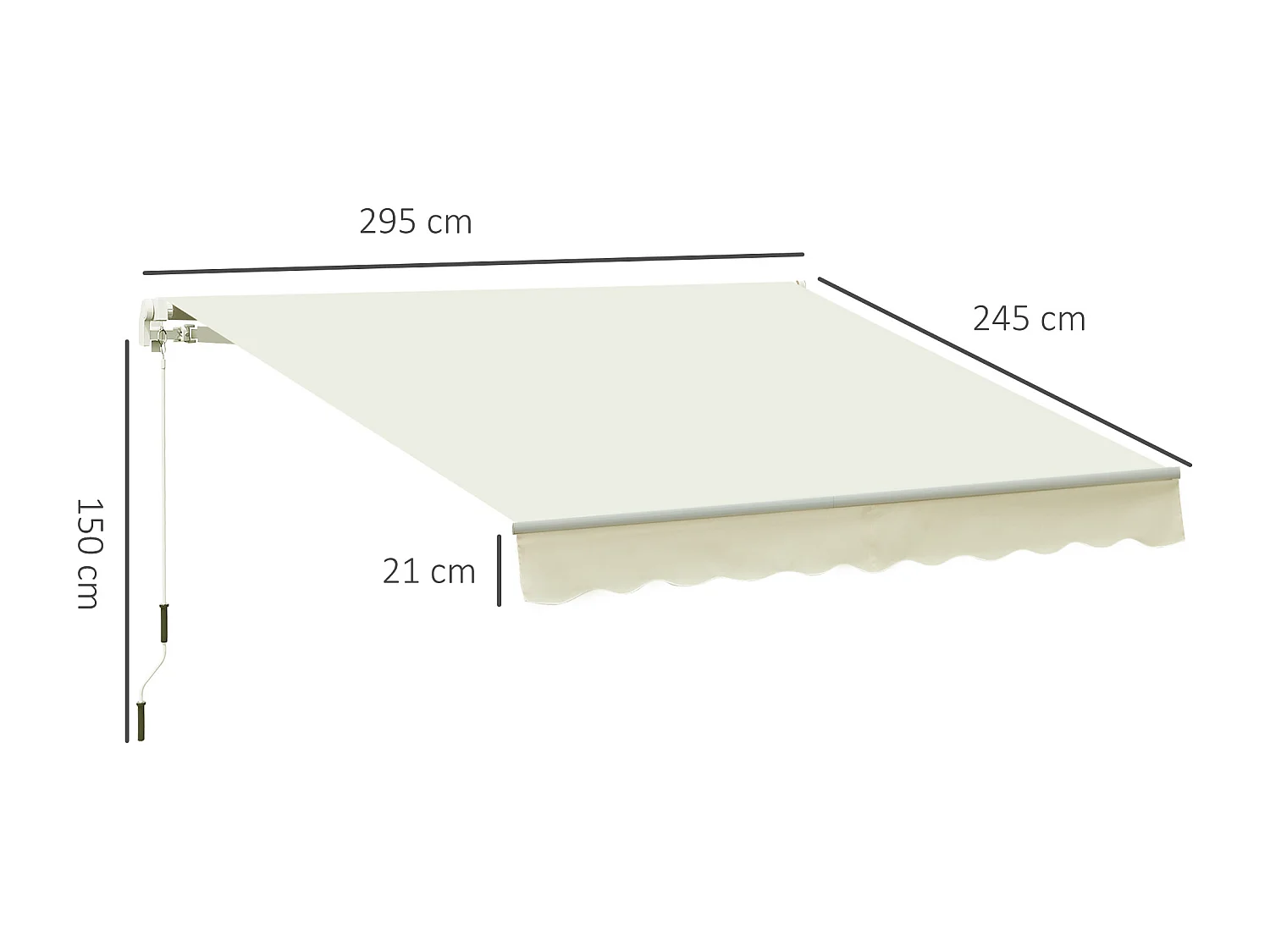 Tenda da sole avvolgibile a caduta manuale 3x2.5m bianco