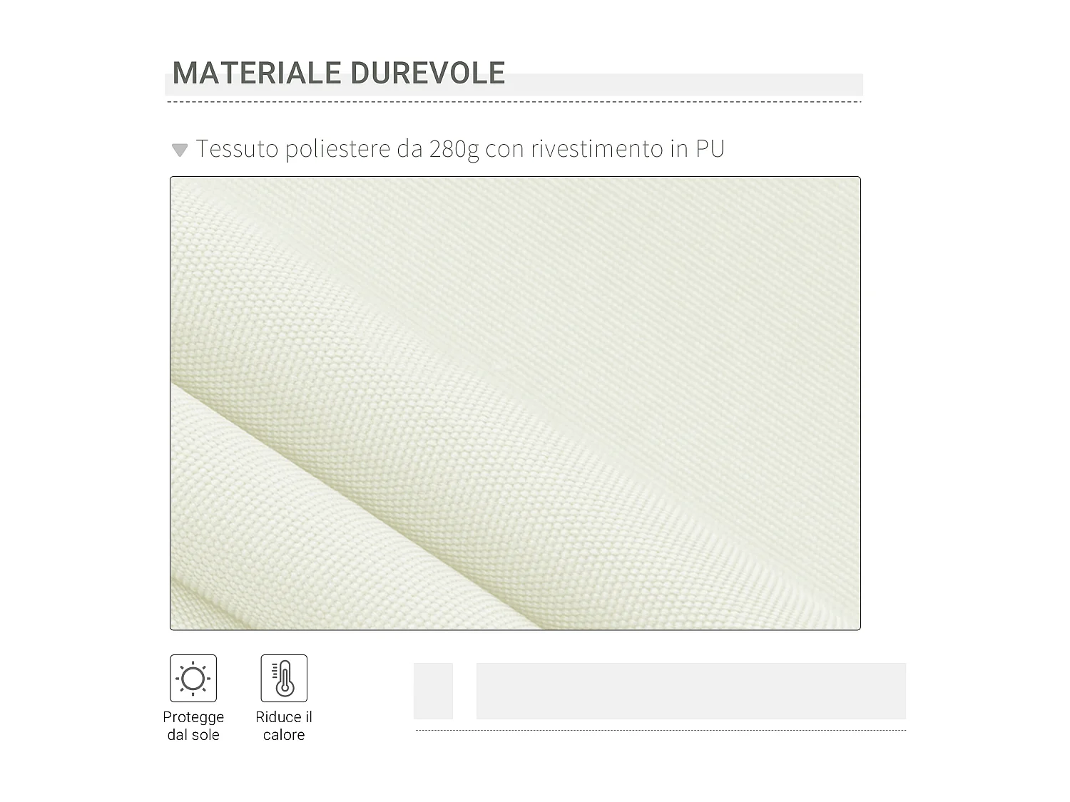 Tenda da sole avvolgibile a caduta manuale 3x2.5m bianco