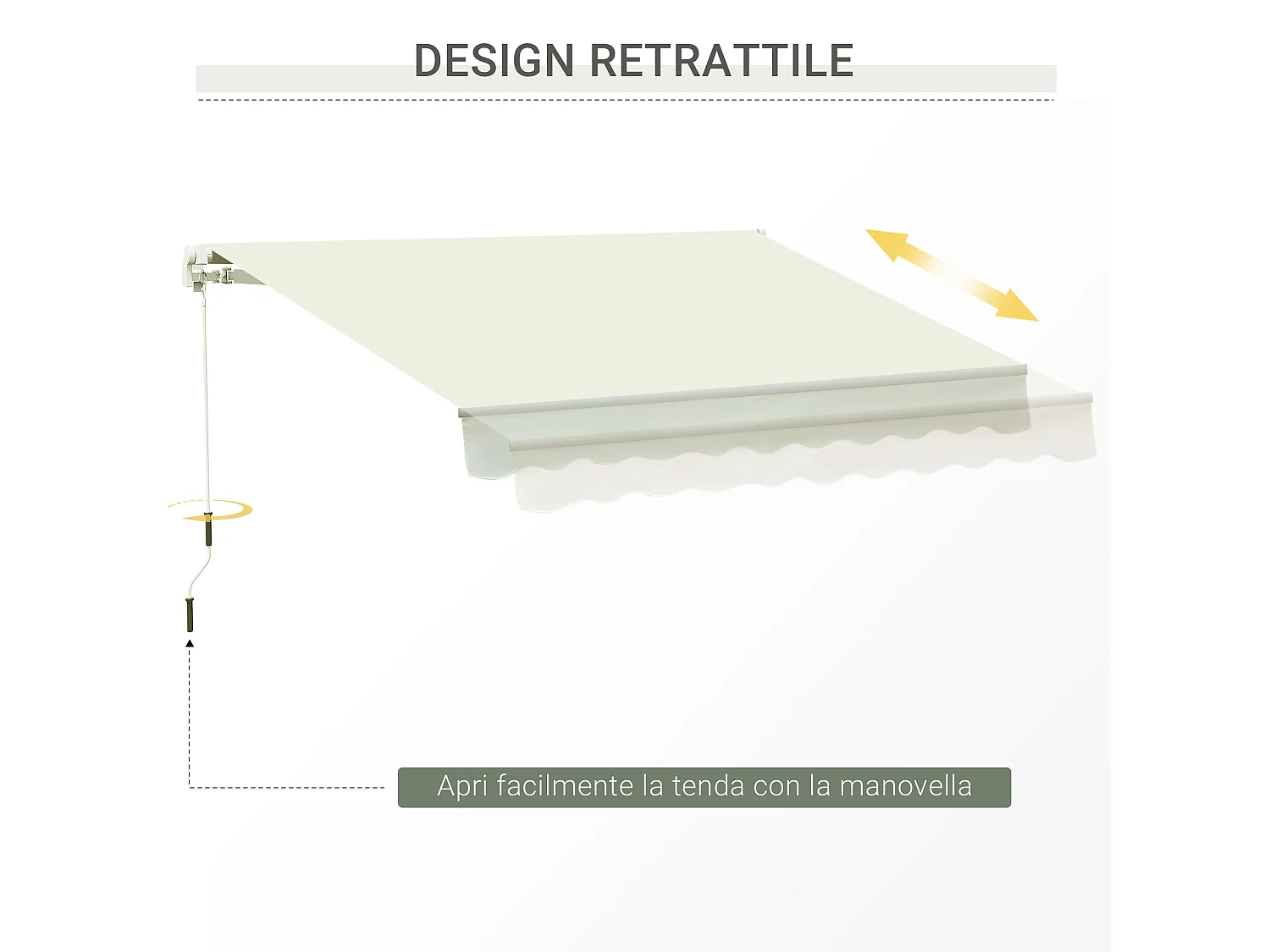 Tenda da sole avvolgibile a caduta manuale 3x2.5m bianco