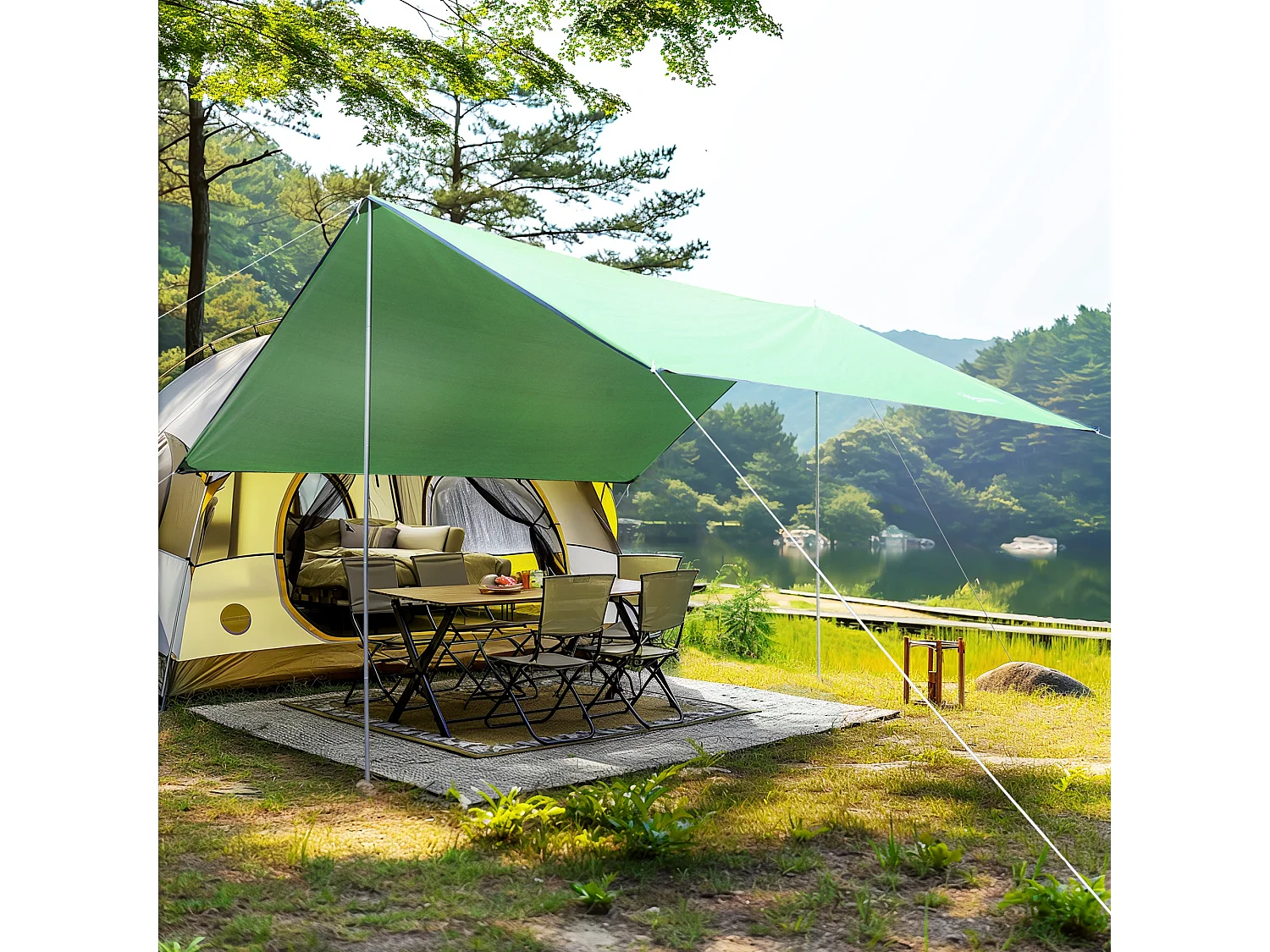 Tenda da sole portatile 3x3m tendalino impermeabile con borsa verde