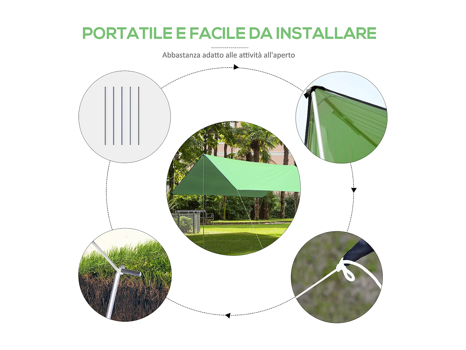 Tenda da sole portatile 3x3m tendalino impermeabile con borsa verde