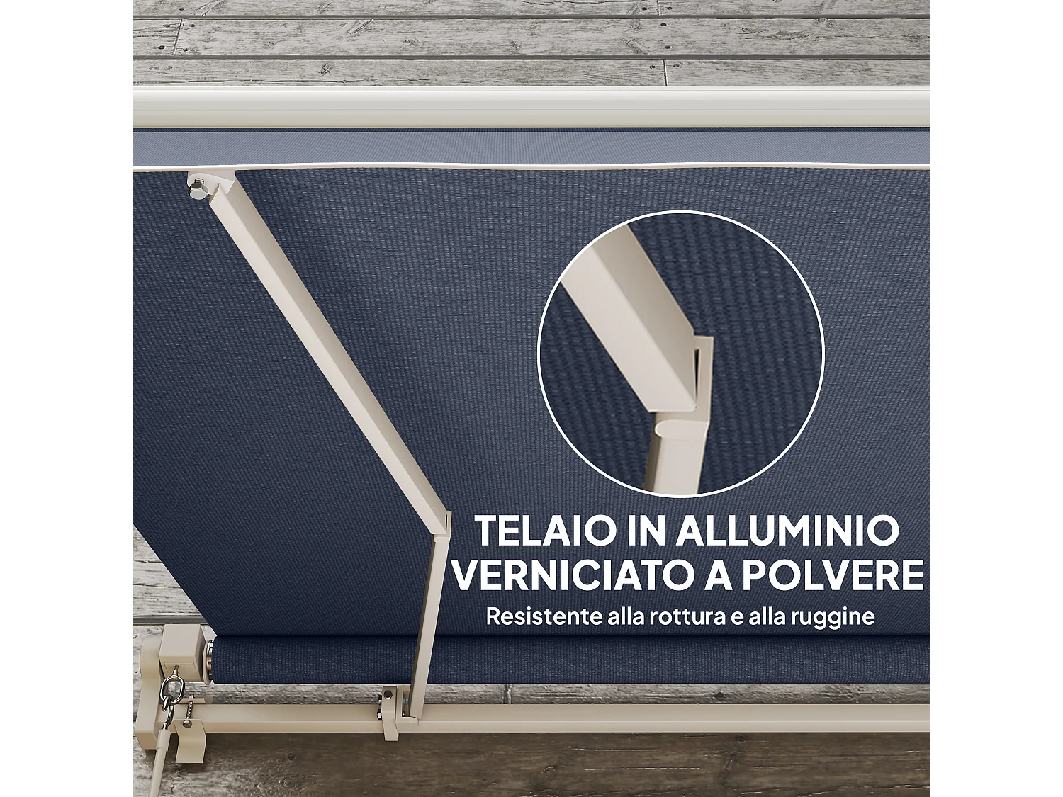 Tenda da sole avvolgibile a bracci con manovella 360x250cm grigio