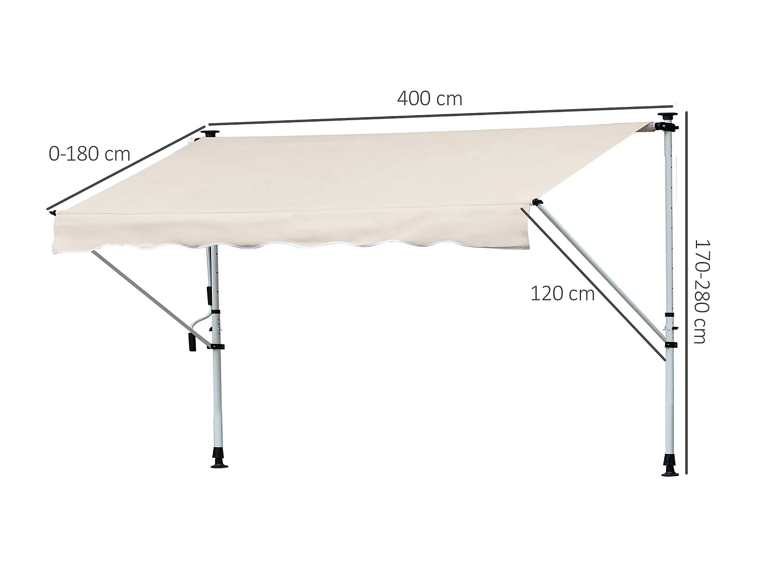 Tenda da sole 4x1.2m telescopica a parete avvolgibile cachi