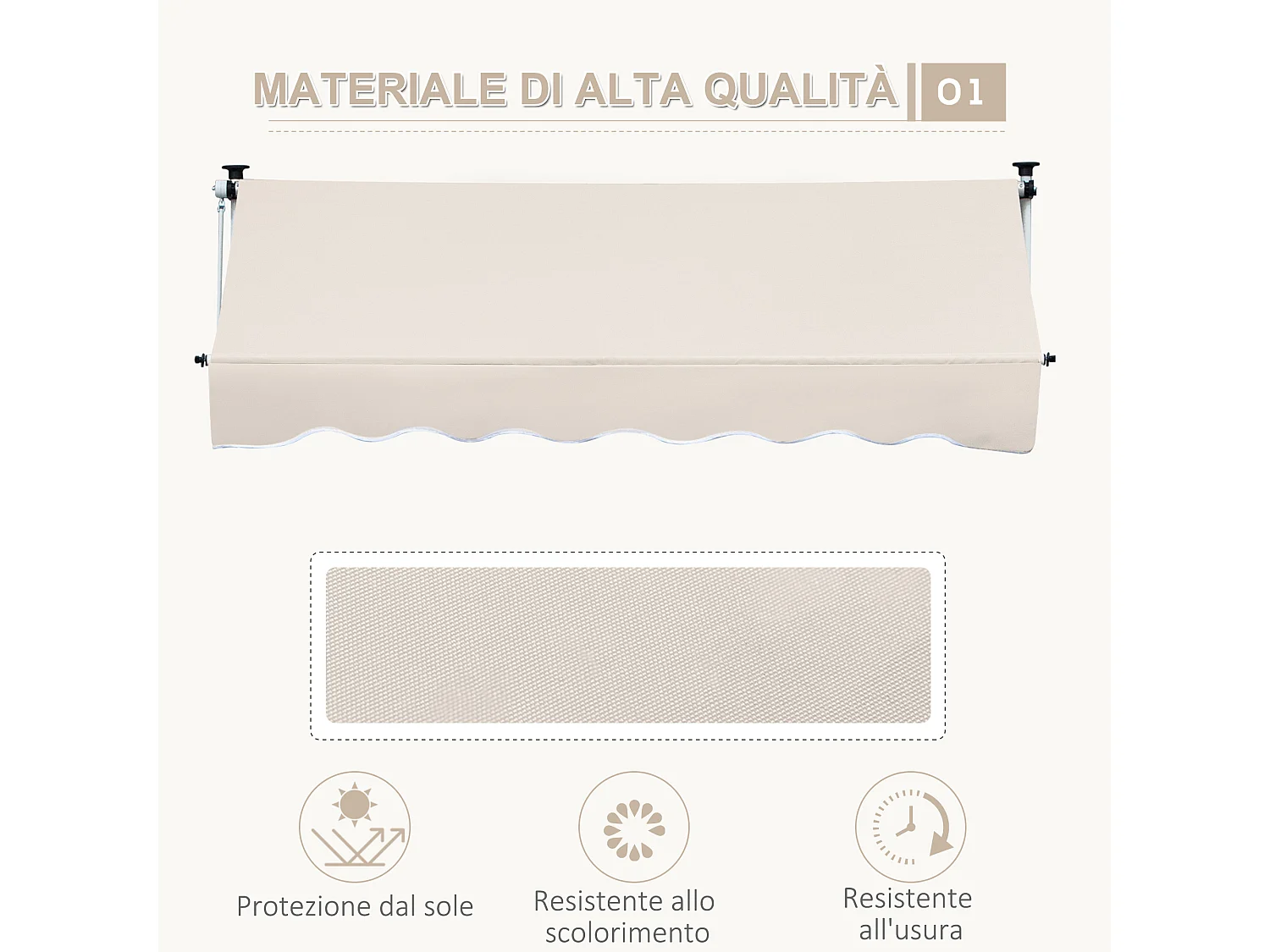 Tenda da sole 4x1.2m telescopica a parete avvolgibile cachi