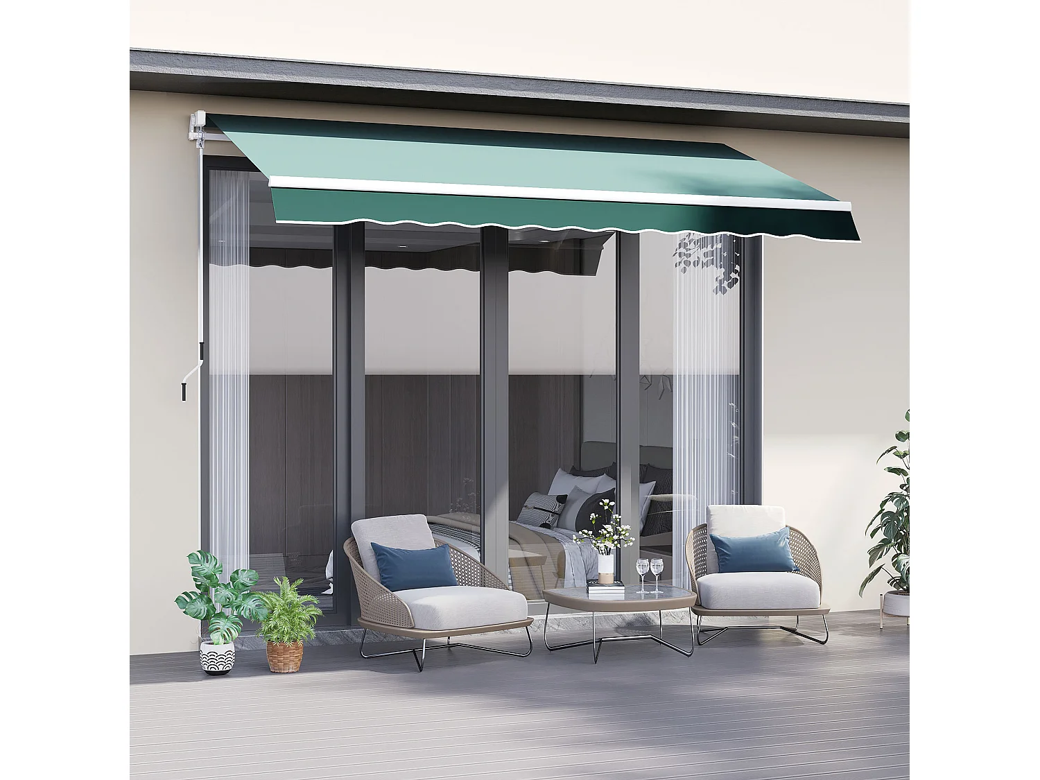 Tenda da sole 2.5x2m avvolgibile con manovella verde