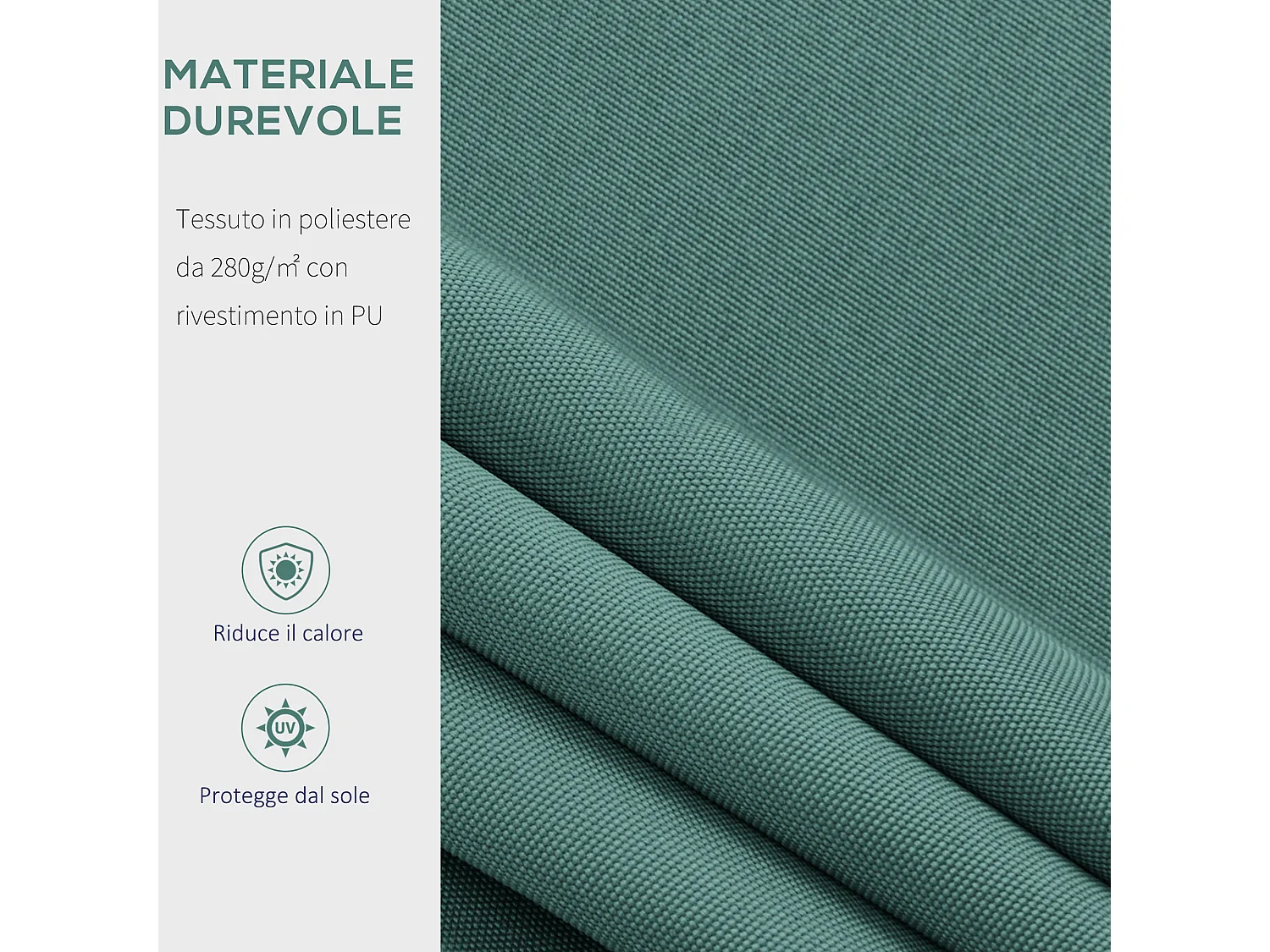 Tenda da sole 2.5x2m avvolgibile con manovella verde