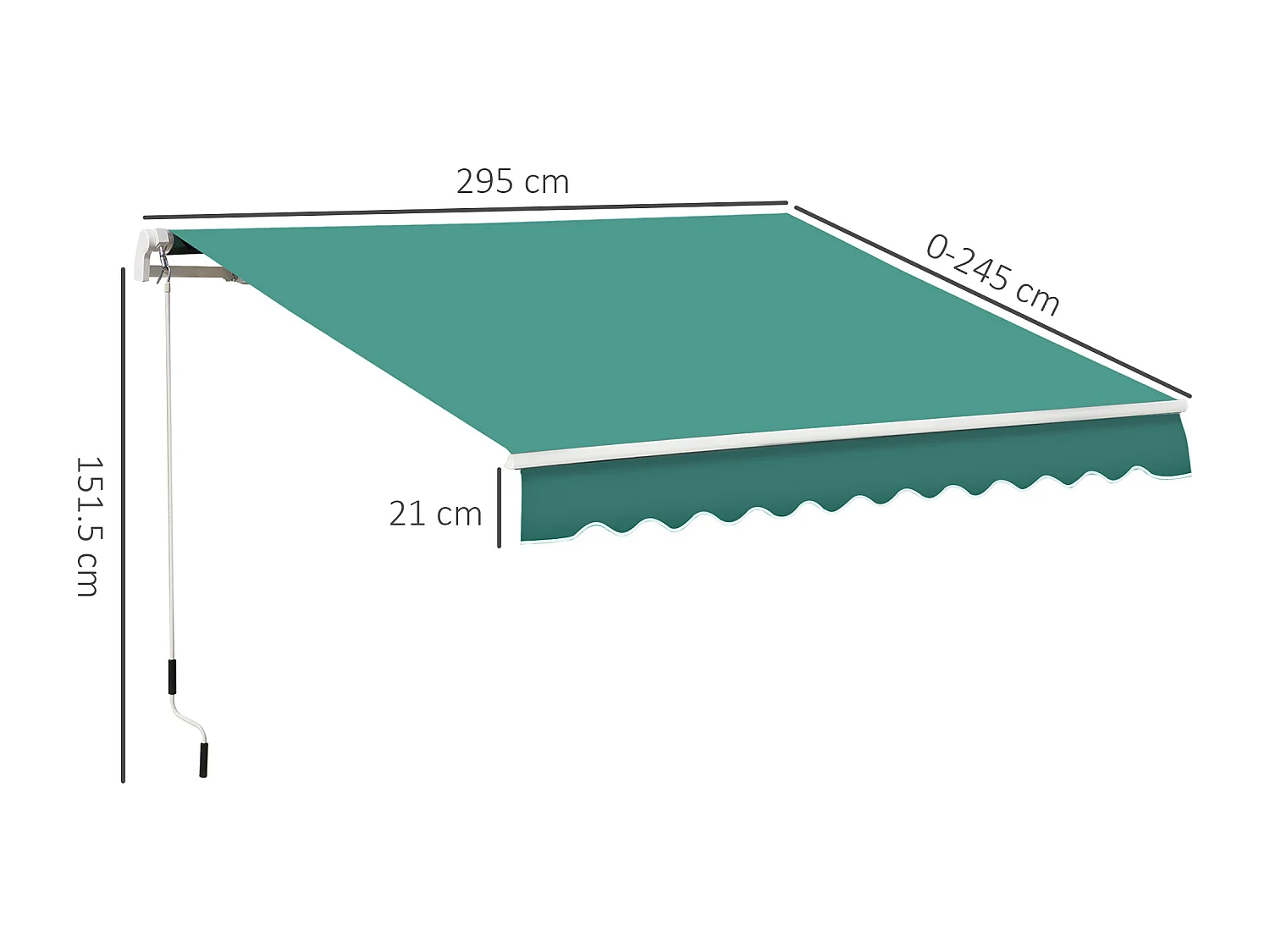 Tenda da sole avvolgibile a caduta manuale 3x2.5m verde scuro
