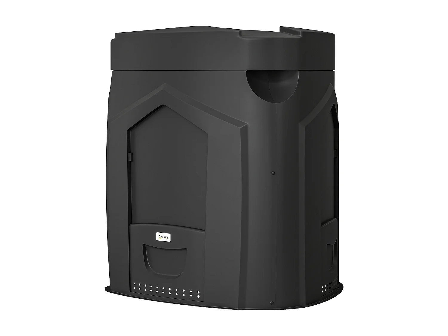 Compostiera da giardino triangolare girevole in plastica nero