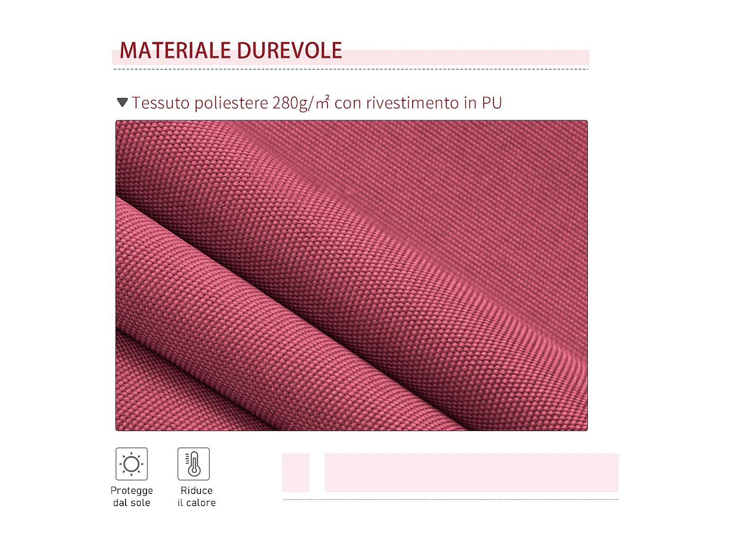 Tenda da sole avvolgibile a caduta manuale 3x2.5m rosso scuro