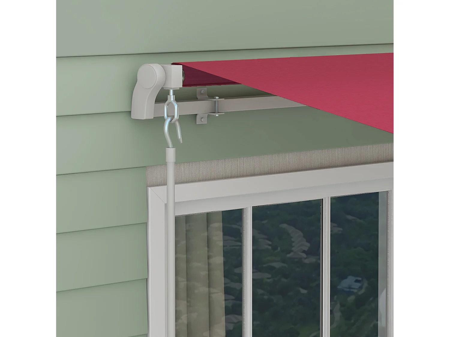 Tenda da sole avvolgibile a caduta manuale 3x2.5m rosso scuro