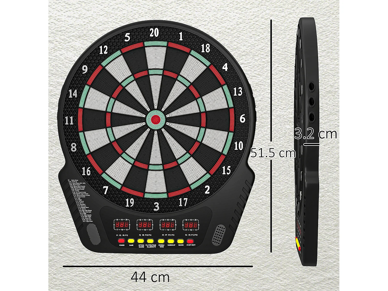 Bersaglio freccette con 6 freccette, alimentatore e 4 display led nero