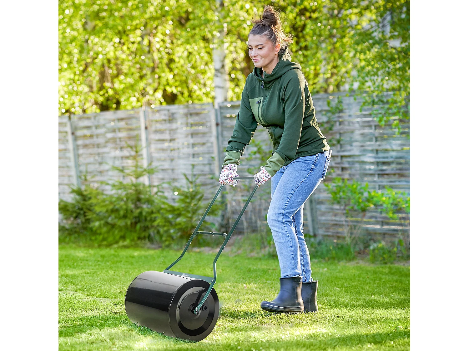 Rullo da giardino in metallo impermeabile serbatoio 60 litri