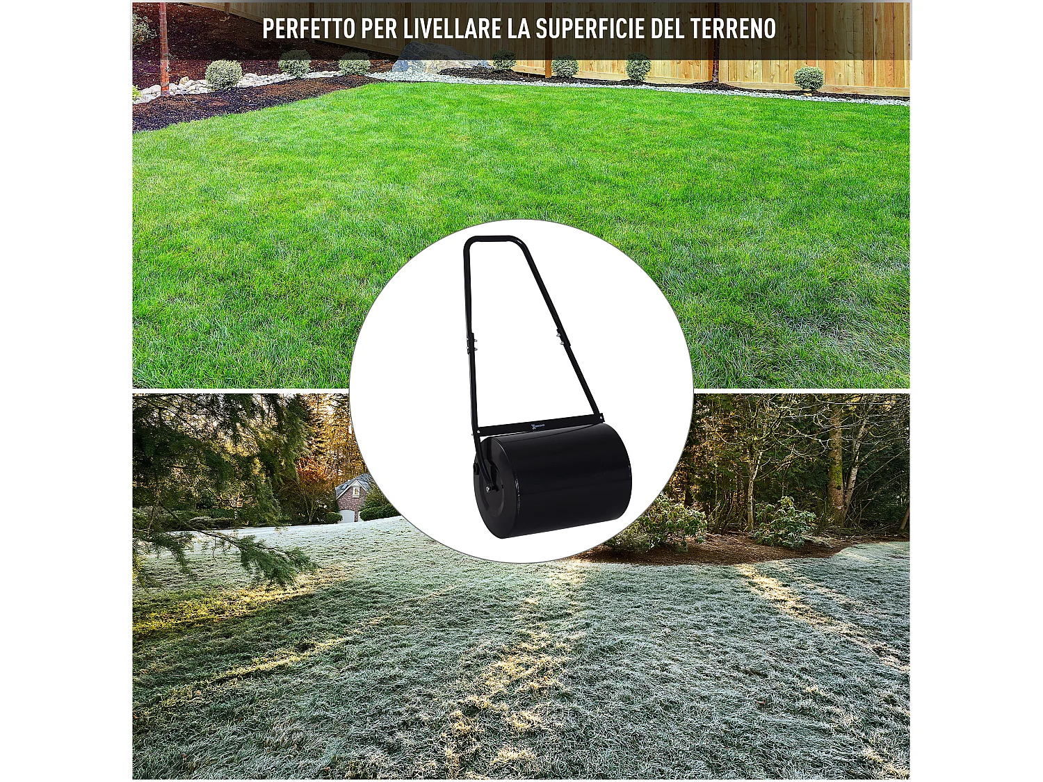 Rullo da giardino in metallo impermeabile serbatoio 60 litri