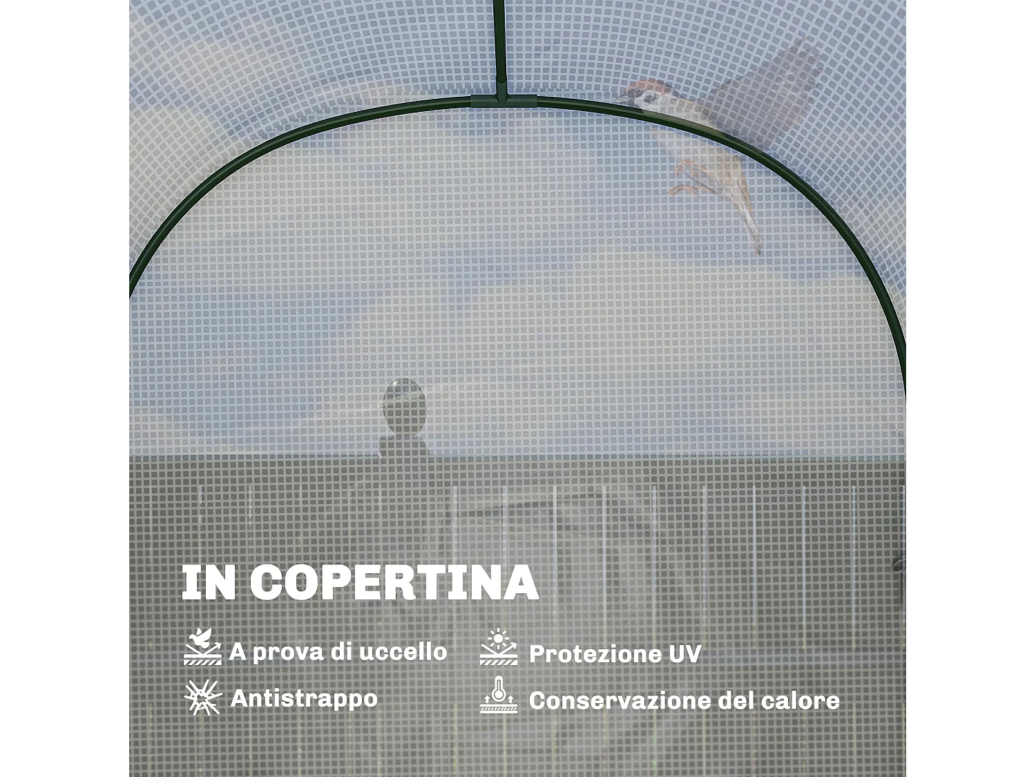 Serra da giardino con scaffali a 2 livelli e porta avvolgibile bianco