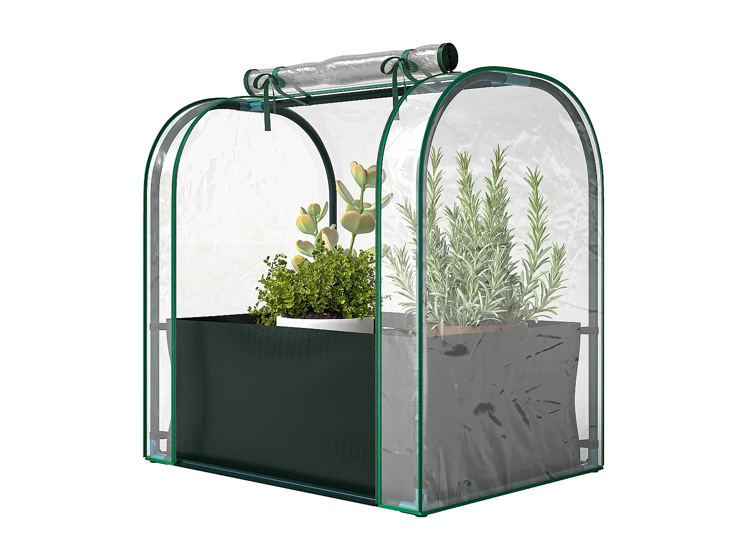 Mini serra con borsa di coltivazione e porta avvolgibile verde