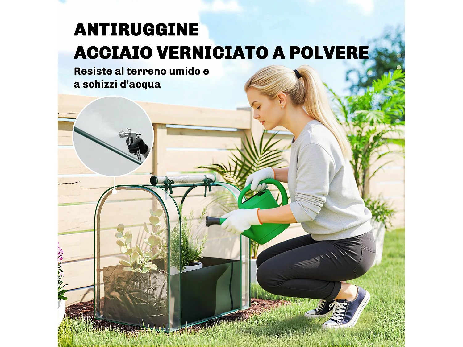 Mini serra con borsa di coltivazione e porta avvolgibile verde