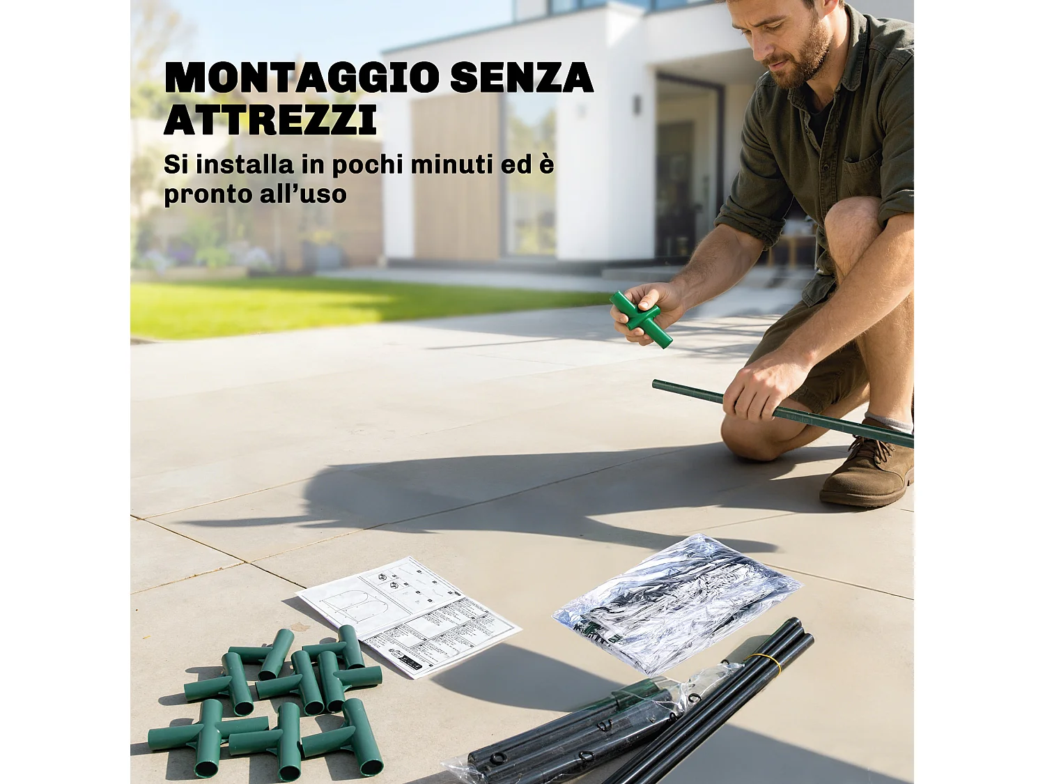 Mini serra con borsa di coltivazione e porta avvolgibile verde