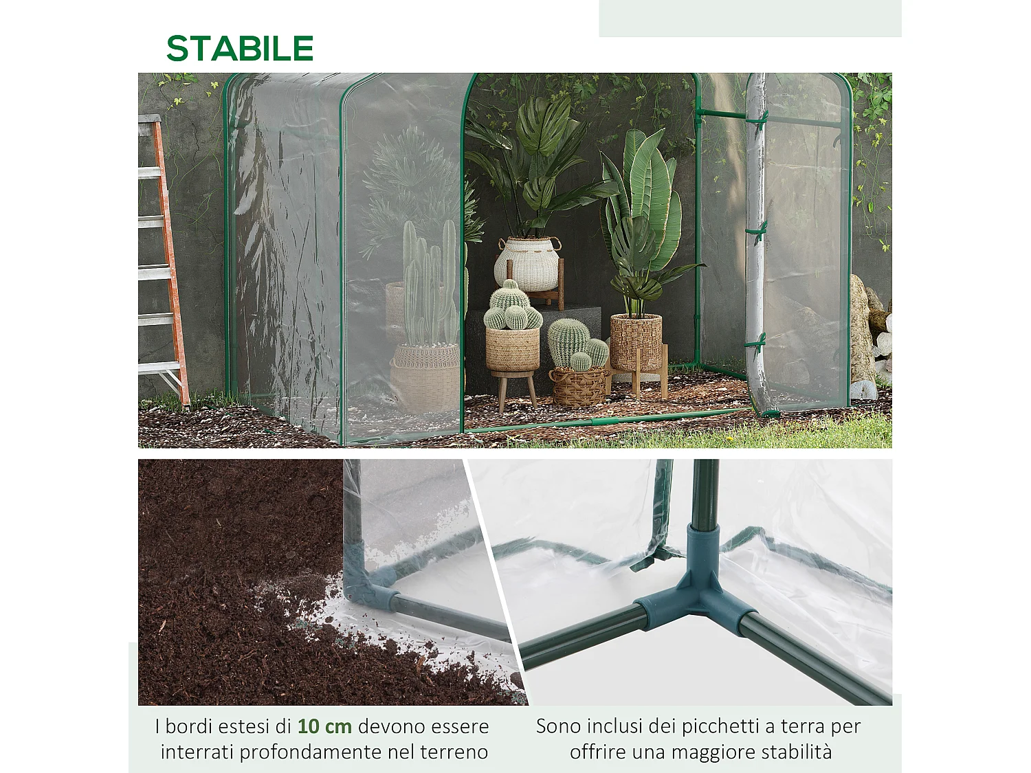 Serra da esterno con ingresso a zip e presa d'aria 180x100x152 cm