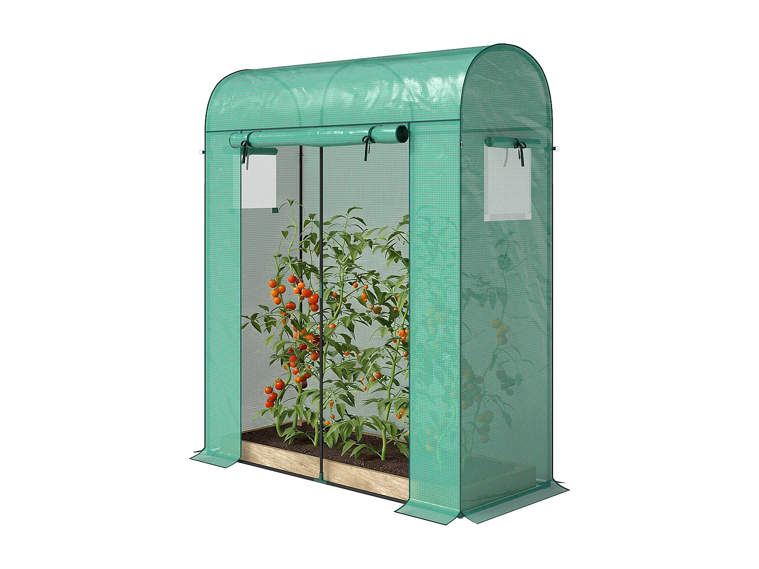 Serra da giardino con porta avvolgibile 170x68x200 cm verde