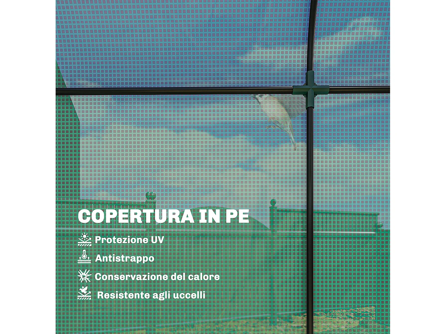 Serra da giardino con porta avvolgibile 170x68x200 cm verde