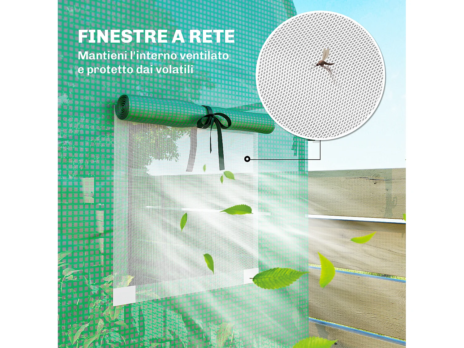 Serra da giardino con porta avvolgibile 170x68x200 cm verde