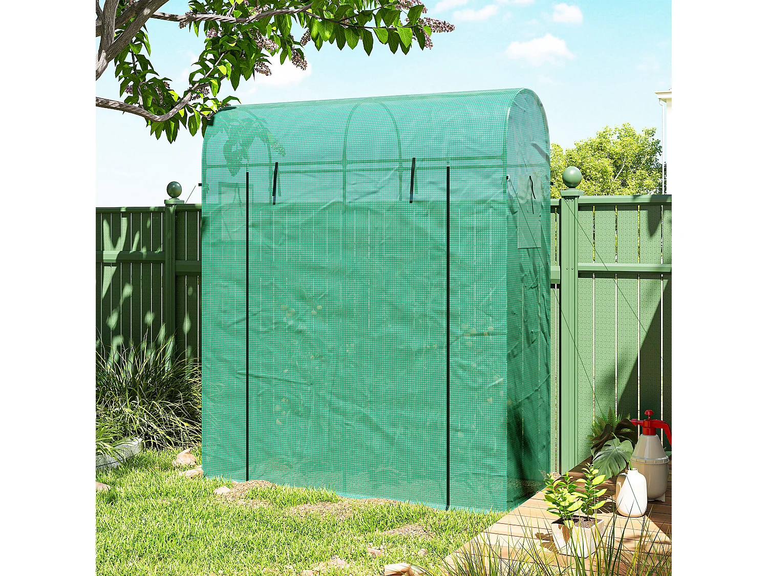 Serra da giardino con porta avvolgibile 170x68x200 cm verde